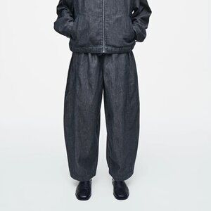 Cos Barrel-leg Denim Drawstring Pants - Size 10